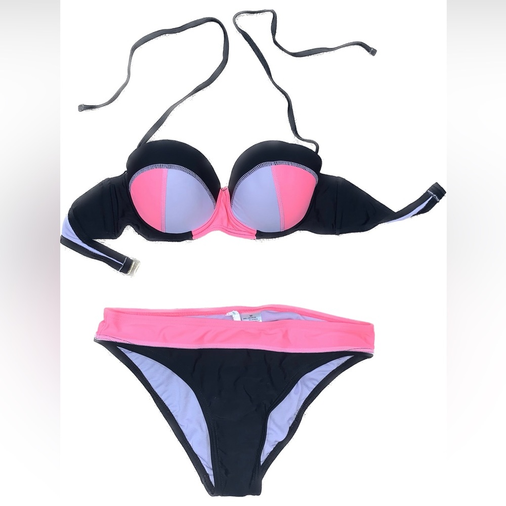 Neon Pink/Black Matching Bikini set